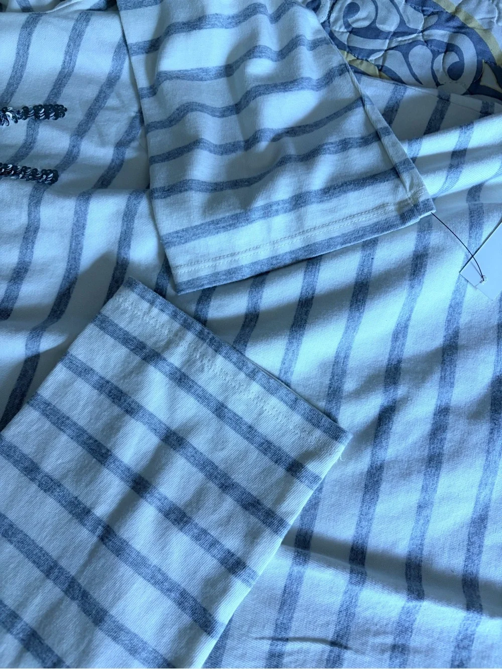 NWT Talbots Sequin Ribbon Stripe Mockneck Longsleeve Tee, Medium